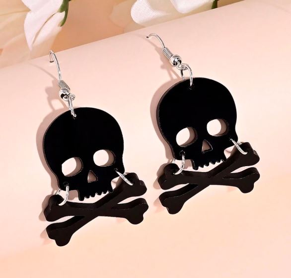 "Pirates Love" Unique skull and crossbones Earrings