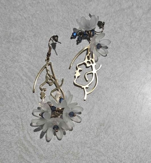 "Blue" Unique Woman Face Shape mismatch Earrings