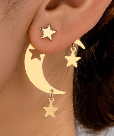 "Rising Moon" Unique Front and Back Earrings