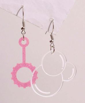 "Bubbles" Unique Bubble Wand and Bubble Mismatch Earrings