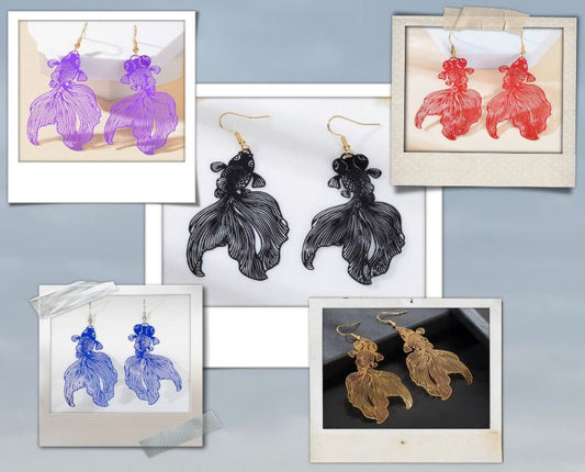 "Playing Koi" Mismatch Dangle Earrings