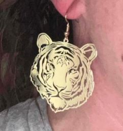 "Eyes Within" Unique Tiger Gold tone Earrings