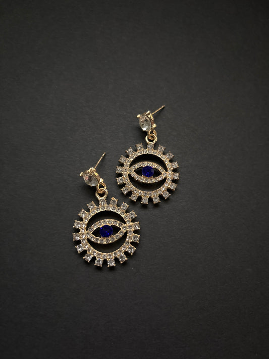 “All Seeing” Gold tone Stud Earrings