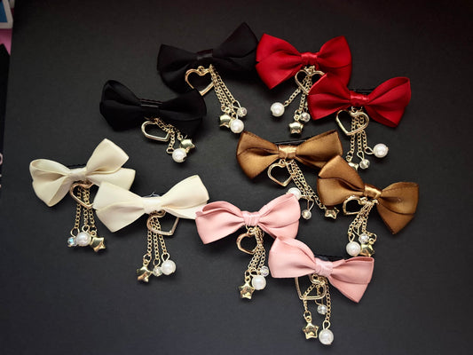 “Lovers Quarrel” Cutesy Dangle 2pc Hair Bows