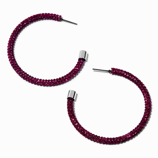“Pavè” Purple Rhinestone Half Hoop Earrings