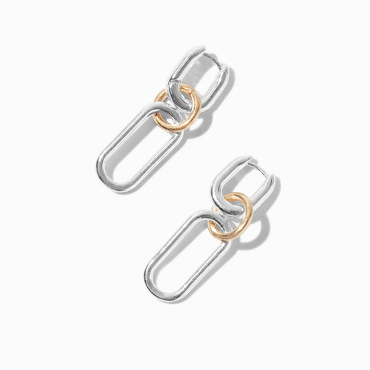 “Linkd” Silver and Gold Tone Unique Linked Earrings