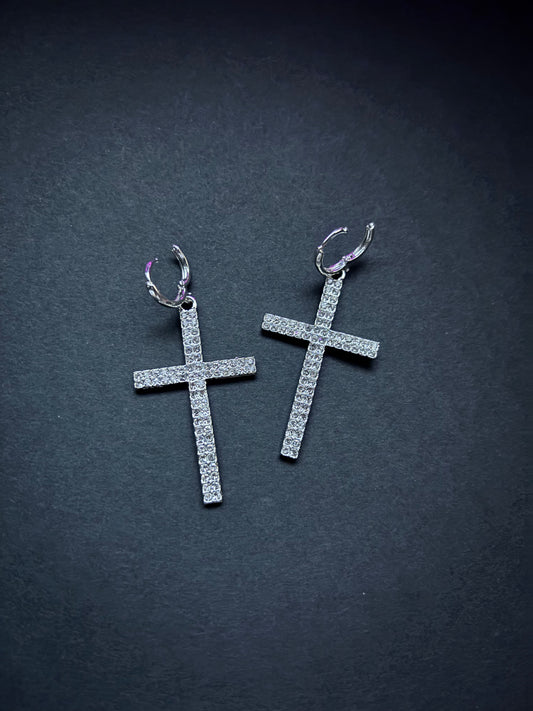 “Neo Cross” Gothic Hoop Earrings